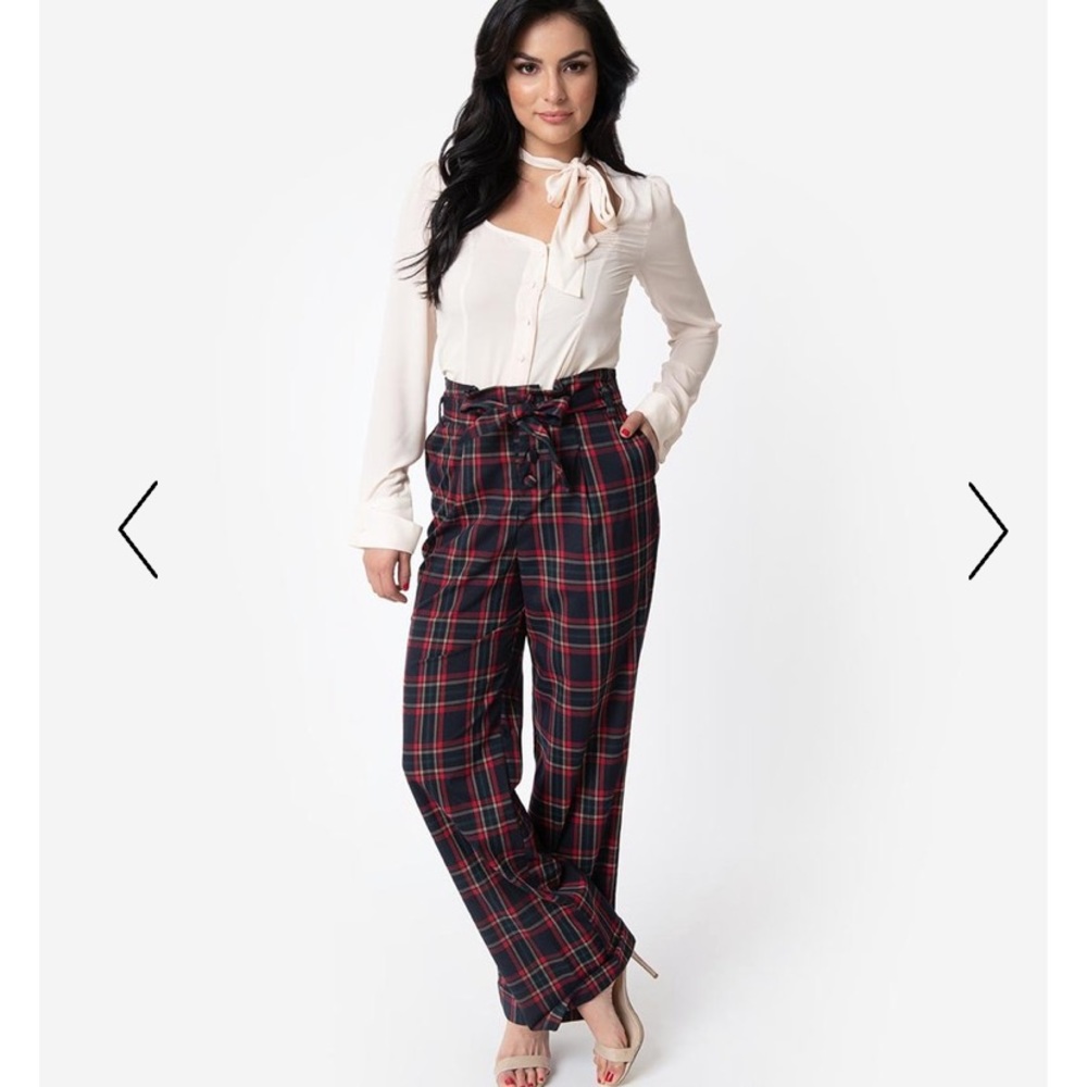 Unique Vintage Red and Black Myrna Pants